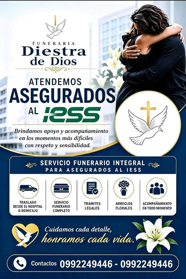 Servicio funerario integral para asegurados del IESS: traslado, trámites legales y arreglos florales